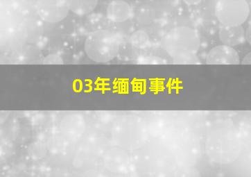 03年缅甸事件