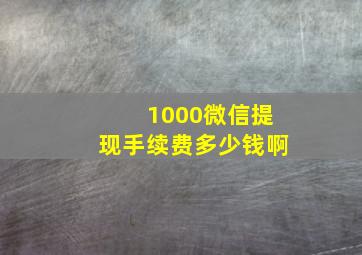 1000微信提现手续费多少钱啊