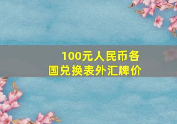 100元人民币各国兑换表外汇牌价