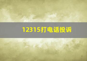 12315打电话投诉