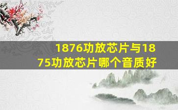 1876功放芯片与1875功放芯片哪个音质好