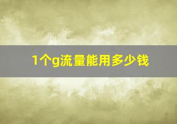 1个g流量能用多少钱