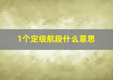 1个定级航段什么意思