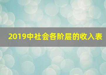 2019中社会各阶层的收入表