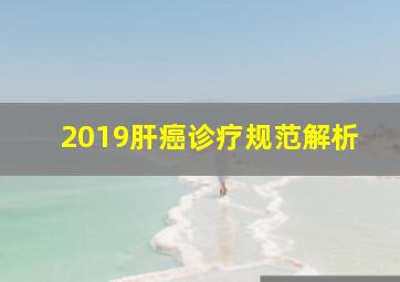 2019肝癌诊疗规范解析