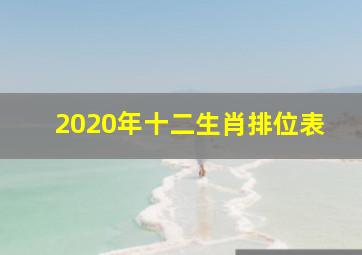 2020年十二生肖排位表