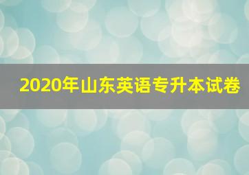 2020年山东英语专升本试卷