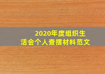 2020年度组织生活会个人查摆材料范文