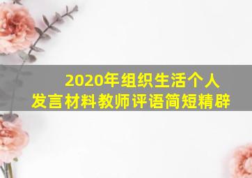 2020年组织生活个人发言材料教师评语简短精辟