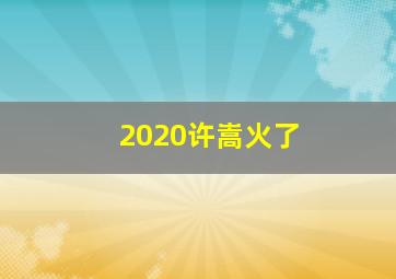 2020许嵩火了