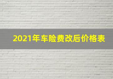 2021年车险费改后价格表