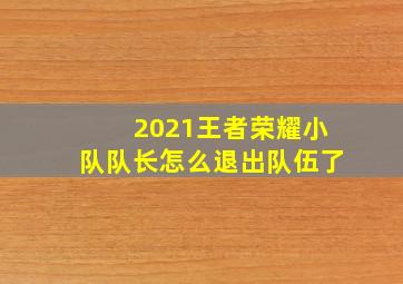 2021王者荣耀小队队长怎么退出队伍了