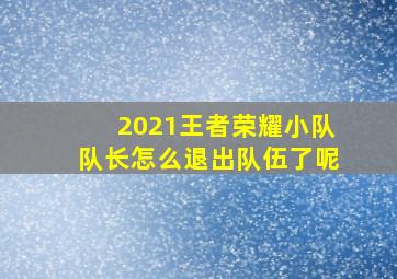 2021王者荣耀小队队长怎么退出队伍了呢