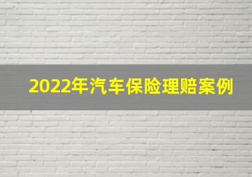 2022年汽车保险理赔案例