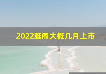 2022雅阁大概几月上市