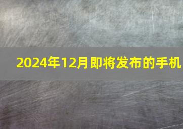 2024年12月即将发布的手机