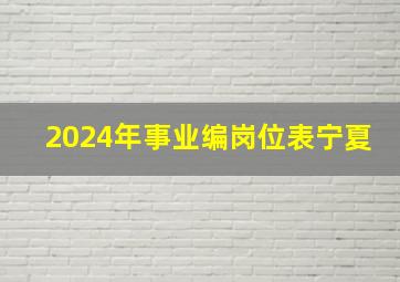 2024年事业编岗位表宁夏