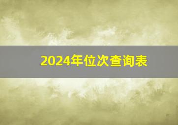 2024年位次查询表