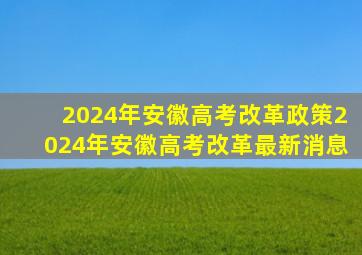 2024年安徽高考改革政策2024年安徽高考改革最新消息