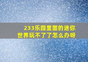 233乐园里面的迷你世界玩不了了怎么办呀