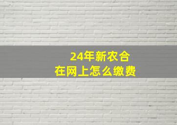 24年新农合在网上怎么缴费