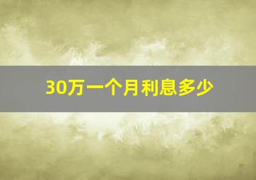 30万一个月利息多少