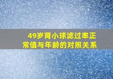 49岁肾小球滤过率正常值与年龄的对照关系