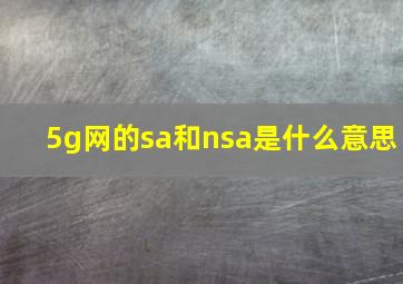 5g网的sa和nsa是什么意思