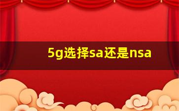 5g选择sa还是nsa