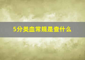 5分类血常规是查什么