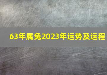 63年属兔2023年运势及运程