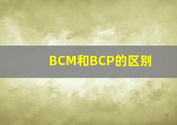 BCM和BCP的区别