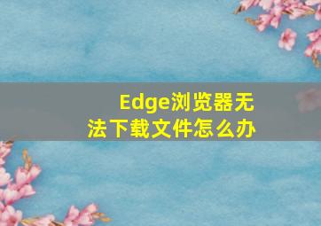 Edge浏览器无法下载文件怎么办