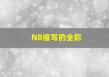 NB缩写的全称