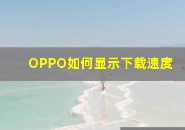 OPPO如何显示下载速度