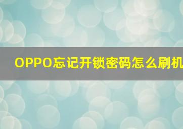 OPPO忘记开锁密码怎么刷机