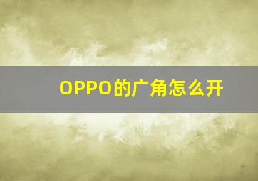 OPPO的广角怎么开