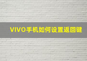 VIVO手机如何设置返回键