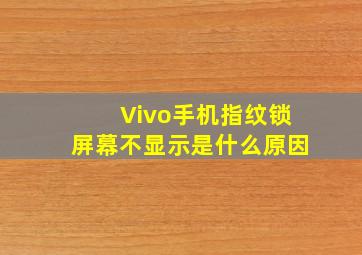 Vivo手机指纹锁屏幕不显示是什么原因