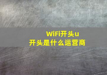 WiFi开头u开头是什么运营商