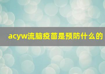 acyw流脑疫苗是预防什么的