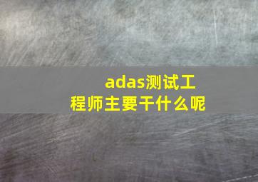 adas测试工程师主要干什么呢