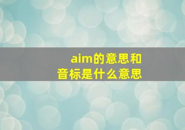 aim的意思和音标是什么意思