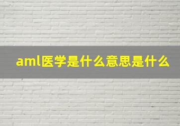 aml医学是什么意思是什么