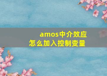 amos中介效应怎么加入控制变量