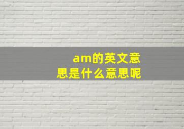 am的英文意思是什么意思呢