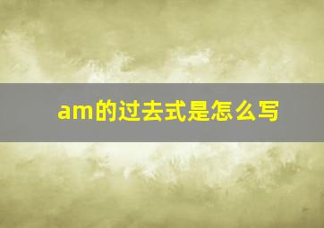 am的过去式是怎么写