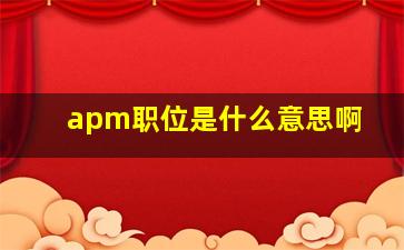 apm职位是什么意思啊