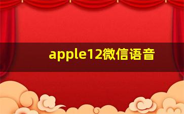 apple12微信语音