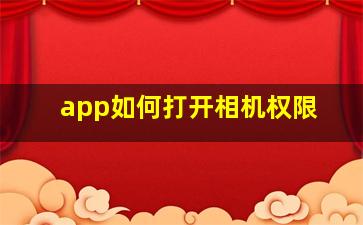 app如何打开相机权限